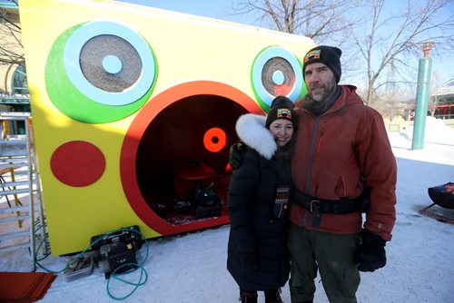 TREVOR HAGAN / WINNIPEG FREE PRESS
Huttie, a warming hut designed by Winnipegers, Jennie O'Keefe and Chris Pancoe, at The Forks, Friday, January 25, 2019.