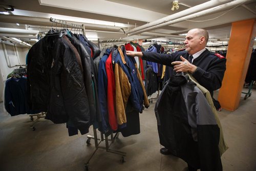 MIKE DEAL / WINNIPEG FREE PRESS
Major Mervyn Halvorsen with the Salvation Army says they are down to its last 10 winter coats for men. It also in desperate need of winter boots for men, women and children.
190125 - Friday, January 25, 2019.