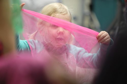 RUTH BONNEVILLE / WINNIPEG FREE PRESS

Sunday Special, Feature on  - Seniors and kids music class. 

Photo of Ada (3yrs) covering her face with a sheer scarf during interactive music class.  

Daycare kids (ages 3 & 4), from Prairie Children's Centre, and residents of Pembina Place Personal Care Home, both located at the Deaf Centre Manitoba on Pembina,  meet weekly for 30 minute music class.  

Music teacher and chaplain, Michele Barr,
leads kids into playing bells and drums and other percussion instruments, as well as dancing with ribbons and scarfs during interactive music class Friday.  The children take part in the class in the centre as the adults from the centre watch and participate.

See Brenda Suderman's story. Story to run on a Sunday, Feb 4th. 

January 18th, 2019
