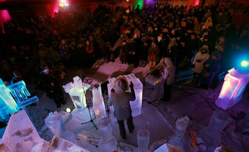 PHIL HOSSACK / WINNIPEG FREE PRESS - Hardy New Music fans take in the Winnipeg New Music Festival's "Glacial Time" a concert performed by Norwegian artist Terje Isungset's performance on instruments made of Ice.. -  January 25, 2019