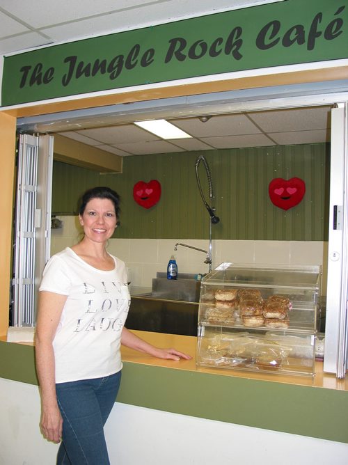 Canstar Community News Jan. 22, 2019 - Michelle Anseeuw, of Oak Bluff, is shown in front of the Jungle Rock Cafe that she operates within Sanford Collegiate, serving breakfast, lunches and snacks to students and staff. (ANDREA GEARY/CANSTAR COMMUNITY NEWS)