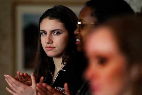 PHIL HOSSACK / WINNIPEG FREE PRESS - U of W athlete Jessica Dyck at a City Hall Press Conference announcing the annual Duckworth Challenge. See Mike Sawatzky's story.  -January 29, 2019.