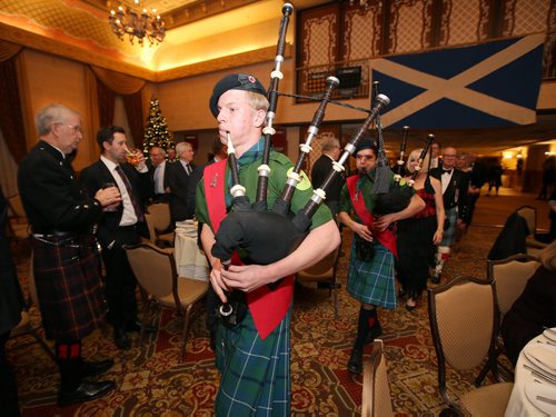 JASON HALSTEAD / WINNIPEG FREE PRESS

Pipers lead dignitaries into the St. Andrews Society of Winnipegs 148th annual celebration dinner on Nov. 30, 2018 at the Fort Garry Hotel. (See Social Page)