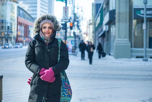 MIKAELA MACKENZIE / WINNIPEG FREE PRESS
Marci Davis braves the cold in downtown Winnipeg on Wednesday, Jan. 30, 2019. 
Winnipeg Free Press 2018.