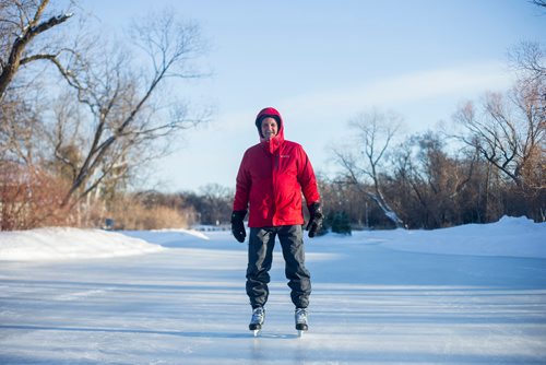 MIKAELA MACKENZIE / WINNIPEG FREE PRESS
Glen Toews braves the cold skating on the Assiniboine ParK duck pond in Winnipeg on Wednesday, Jan. 30, 2019. 
Winnipeg Free Press 2018.