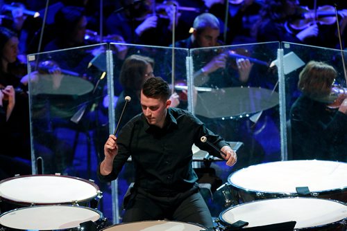 PHIL HOSSACK / WINNIPEG MANITOBA - Timpanist Mike Kemp works the Timpani performing 'Raise the Roof' on stage with the WSO at the New Music Festival Wednesday. -  See Holly's story. January 30, 2019