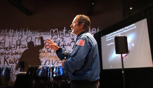 RUTH BONNEVILLE / WINNIPEG FREE PRESS

LOCAL - Indigenous Astronaut

Indigenous astronaut, Commander John Herrington  member of the Chickasaw Nation,  shares his experience in space with students at CMHR Thursday.

More info:
Dr. Herrington spent 13 days, 18 hours and 47 minutes in space in 2002, taking his tribe's flag to the International Space Station. His sessions with students are supported by a partnership between the CMHR and Information and Communication Technologies Association Manitoba (ICTAM) as part of DisruptED, an annual conference presented by RBC Future Launch about the future of work and technology.


See Alex Paul story. 

January 31st,  2019
