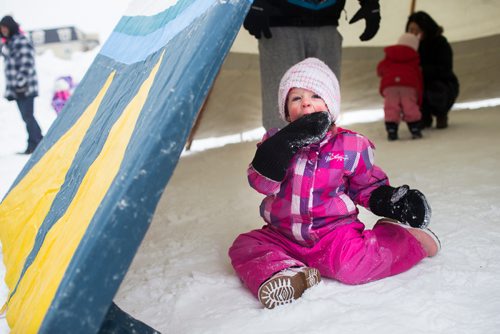 MIKAELA MACKENZIE / WINNIPEG FREE PRESS
Isabella Cadotte, two, eats snow in the teepee at Heritage Day at the St. Norbert Community Centre in Winnipeg on Saturday, Feb. 2, 2019.
Winnipeg Free Press 2018.