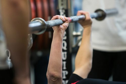 MIKAELA MACKENZIE / WINNIPEG FREE PRESS
Tammy Hardt, part of the Bar-Benders Special Olympics team, does her bench press at Brickhouse Gyms fourth annual powerlifting competition, Manitoba's largest powerlifting competition to date, in Winnipeg on Saturday, Feb. 2, 2019.
Winnipeg Free Press 2018.