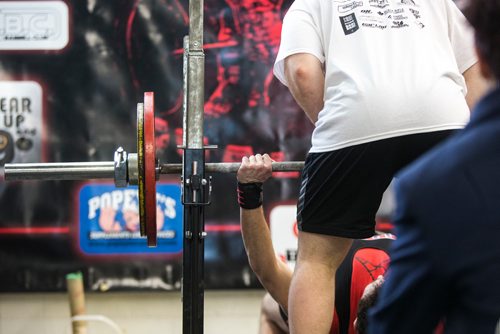 MIKAELA MACKENZIE / WINNIPEG FREE PRESS
The bench press at Brickhouse Gyms fourth annual powerlifting competition, Manitoba's largest powerlifting competition to date, in Winnipeg on Saturday, Feb. 2, 2019.
Winnipeg Free Press 2018.