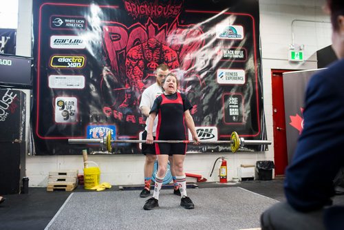 MIKAELA MACKENZIE / WINNIPEG FREE PRESS
Tammy Hardt, part of the Bar-Benders Special Olympics team, does her deadlift at Brickhouse Gyms fourth annual powerlifting competition, Manitoba's largest powerlifting competition to date, in Winnipeg on Saturday, Feb. 2, 2019.
Winnipeg Free Press 2018.