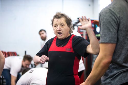 MIKAELA MACKENZIE / WINNIPEG FREE PRESS
Tammy Hardt, part of the Bar-Benders Special Olympics team, high-fives her coach after successfully doing her deadlift at Brickhouse Gyms fourth annual powerlifting competition, Manitoba's largest powerlifting competition to date, in Winnipeg on Saturday, Feb. 2, 2019.
Winnipeg Free Press 2018.