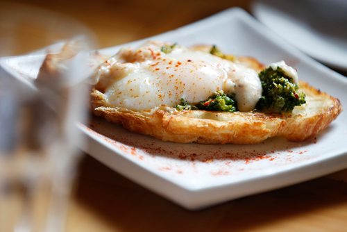 JOHN WOODS / WINNIPEG FREE PRESS
Croissant with sauce vide eggs served up at Sunday brunch at the Chaise Cafe in Winnipeg Sunday, February 3, 2019.