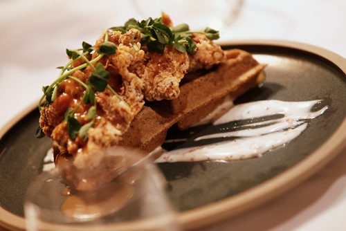 JOHN WOODS / WINNIPEG FREE PRESS
Chicken and waffles served up at Sunday brunch at The Velvet Glove in the Fairmont in Winnipeg Sunday, February 3, 2019.