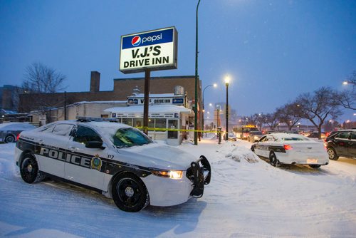 MIKAELA MACKENZIE / WINNIPEG FREE PRESS
Police tape and cruisers surround Johnny G's on Main St in Winnipeg on Wednesday, Feb. 6, 2019.
Winnipeg Free Press 2018.