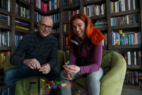 MIKE DEAL / WINNIPEG FREE PRESS
Kristen Klassen and Darrell Cole are some of the only certified trainers in North America for Lego Serious Play. Thats right. There is a detailed methodology of using Lego to challenge assumptions and thinking processes and to understand, trust, and draw upon the co-creative capacities of the group. is also a certified trainer. They are doing a public demo at the Millennium Library later this month.
190205 - Tuesday, February 05, 2019.