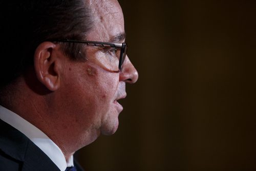 MIKE DEAL / WINNIPEG FREE PRESS
Municipal Relations Minister Jeff Wharton holds a press conference in the rotunda of the Manitoba Legislative Building Wednesday afternoon addressing the City of Winnipeg funding situation.
190206 - Wednesday, February 06, 2019.