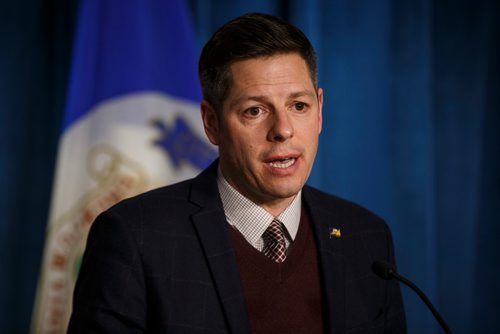 MIKE DEAL / WINNIPEG FREE PRESS
Mayor Bowman holds a press conference at City Hall to answer questions in reaction to the statement issued by Municipal Relations Minister Jeff Wharton regarding City of Winnipeg funding.
190206 - Wednesday, February 06, 2019.