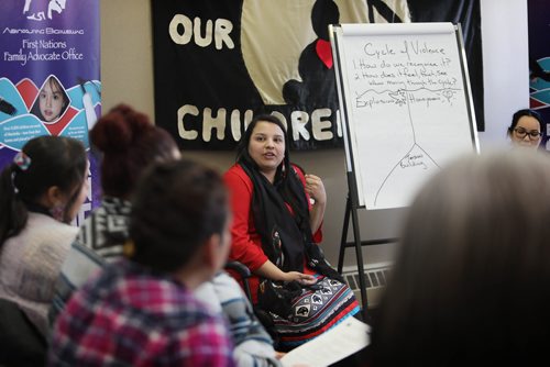 RUTH BONNEVILLE / WINNIPEG FREE PRESS

Photo of women taking Red Road Healing class course at First Nations Family Advocate office. 

Profile on Cora Morgan, Assembly of Manitoba Chiefs First Nations Family Advocate and services at the centre. 


Saturday special, In the wake of the explosive CFS Facebook video, which she helped shed light on. Profile piece on her role? What's her background? Why does the Assembly of Manitoba Chiefs have its own dedicated advocate?

Photos of Healing classes, children at office, indigenous cultural items and portraits of Morgan at AMC First Nations Family Advocate office Wednesday. 


See story by Jessica Botelho-Urbanski
Manitoba Legislature Reporter

Feb 6, 2019
