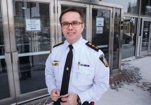 MIKE DEAL / WINNIPEG FREE PRESS
Winnipeg Police Service Deputy Chief Gord Perrier at the Police Headquarters building on Graham Avenue.
190208 - Friday, February 08, 2019.