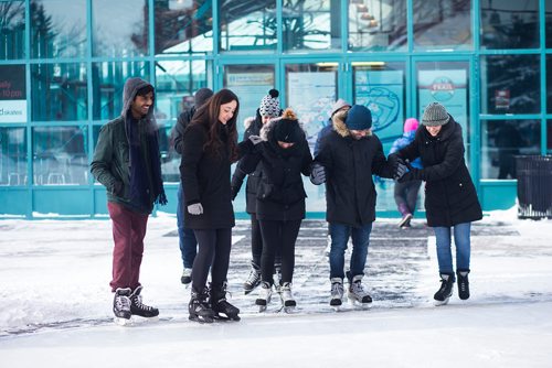 MIKAELA MACKENZIE / WINNIPEG FREE PRESS
Red River College international students try skating, many for the first time ever, at the Forks in Winnipeg on Saturday, Feb. 9, 2019.
Winnipeg Free Press 2019.