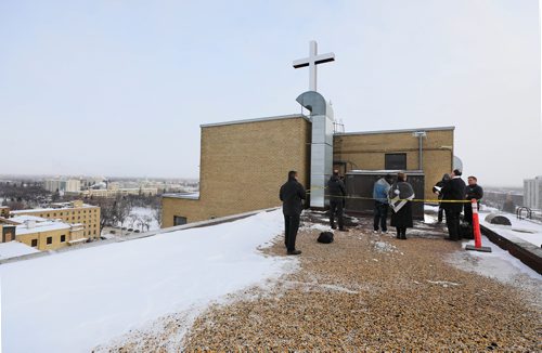 RUTH BONNEVILLE / WINNIPEG FREE PRESS

Standup - ST.B Cross blessing

Archbishop Albert LeGatt blessing the new LED rooftop cross that replaced the one from 1953, with scenes of the downtown surrounding them. 

Also in attendance with the Archbishop is Martine Bouchard, St. Boniface Hospital President and CEO along with engineering staff and St. B in-house media capturing the event Monday. 

Standup 

Feb 11, 2019
