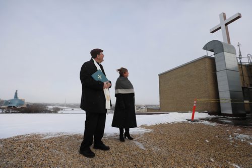 RUTH BONNEVILLE / WINNIPEG FREE PRESS

Standup - ST.B Cross blessing

Archbishop Albert LeGatt blessing the new LED rooftop cross that replaced the one from 1953, with scenes of the downtown surrounding them. 

Also in attendance with the Archbishop is Martine Bouchard, St. Boniface Hospital President and CEO along with engineering staff and St. B in-house media capturing the event Monday. 

Standup 

Feb 11, 2019
