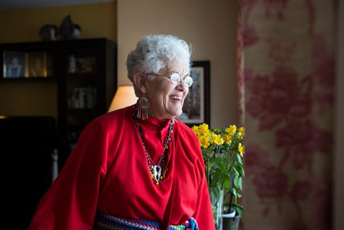 MIKAELA MACKENZIE / WINNIPEG FREE PRESS
Lucienne Beaudry Loiselle, who has been a volunteer at Festival du Voyageur since 1969, poses for a portrait in costume in Winnipeg on Wednesday, Feb. 13, 2019.
Winnipeg Free Press 2019.