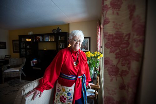 MIKAELA MACKENZIE / WINNIPEG FREE PRESS
Lucienne Beaudry Loiselle, who has been a volunteer at Festival du Voyageur since 1969, poses for a portrait in costume in Winnipeg on Wednesday, Feb. 13, 2019.
Winnipeg Free Press 2019.