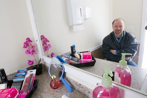 PHIL HOSSACK / WINNIPEG FREE PRESS - Daryle Kaskiw poses inside his Potty-On, a portable potty service for upscale events. The potty is actually a trailer with running water, etc. See Bill Redekop's story. February 13, 2019