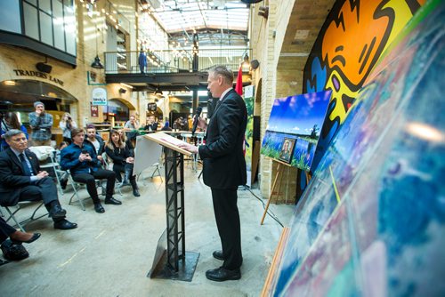 MIKAELA MACKENZIE / WINNIPEG FREE PRESS
Jim Mickelson announces a land donation near Riding Mountain National Park, which will protect grasslands, lakes and wetlands, at the Forks in Winnipeg on Monday, Feb. 18, 2019.
Winnipeg Free Press 2019.