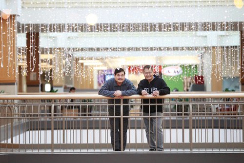 MIKAELA MACKENZIE / WINNIPEG FREE PRESS
Bill Polvorosa (left) and Armand Tesoro walk at Polo Park before the shops open in Winnipeg on Tuesday, Feb. 19, 2019.
Winnipeg Free Press 2019.