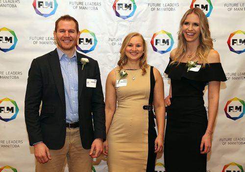JASON HALSTEAD / WINNIPEG FREE PRESS

L-R: Award finalists in the 26- to 32-year-old category, Jeff Adamson (co-founder and vice-president of sales, Skip The Dishes), Sarah Giesbrecht (human resources manager, Birchwood Automotive Group) and Hannah Pratt (founder, WPG Dress Collective), at the Future Leaders of Manitoba's (FLM) 11th annual awards ceremony on Jan. 24, 2019, at the Fort Garry Hotel. (See Social Page)