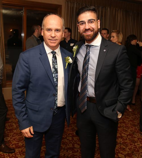 JASON HALSTEAD / WINNIPEG FREE PRESS

L-R: Dave Angus (vice-president chamber relations, Johnston Group) and award finalists in the 20- to 25-year-old category, Mohammad Almaleki (Almaleki Developments), at the Future Leaders of Manitoba's (FLM) 11th annual awards ceremony on Jan. 24, 2019, at the Fort Garry Hotel. (See Social Page)