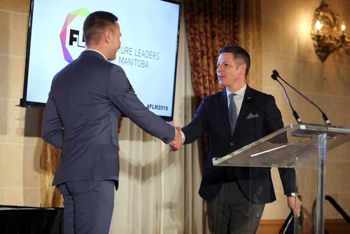 JASON HALSTEAD / WINNIPEG FREE PRESS

L-R: Future Leaders of Manitoba president Matt Erhard and Winnipeg Mayor Brian Bowman at the FLM's 11th annual awards ceremony on Jan. 24, 2019, at the Fort Garry Hotel. (See Social Page)