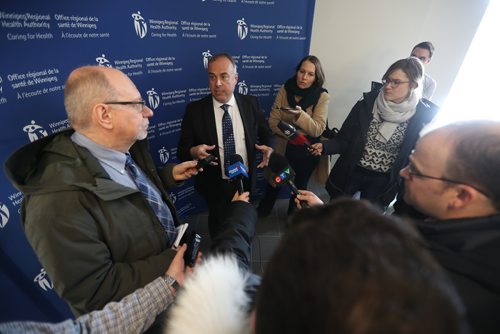 TREVOR HAGAN/ WINNIPEG PRESS
Réal Cloutier, chief executive officer, WRHA, speaking to media at WRHA headquarters on Main Street regarding high patient volume, Wednesday, February 20, 2019.