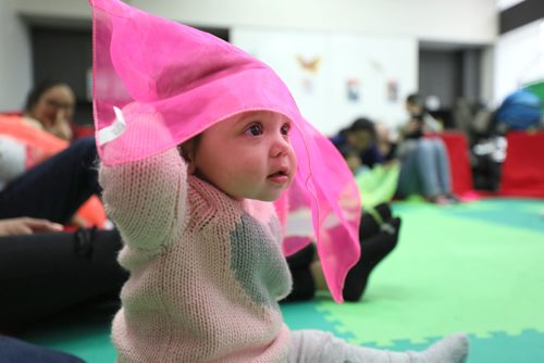 RUTH BONNEVILLE / WINNIPEG FREE PRESS

LOCAL - Standup, Baby Rhyme Time

Vienna Martinenko (10months) plays hide and seek with a scarf while taking part in Baby Rhyme Time at the Millennium Library Wednesday.  

The program teaches the kids to discover the joy of songs, finger play, simple books and bouncing rhymes with their parents and is open to tots from the age 0 - 24 months at various libraries throughout the city.  Check the City of Winnipeg website or Leisure Guide for more information. 


Standup

Feb 20, 2019
