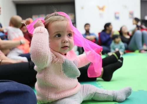 RUTH BONNEVILLE / WINNIPEG FREE PRESS

LOCAL - Standup, Baby Rhyme Time

Vienna Martinenko (10months) plays hide and seek with a scarf while taking part in Baby Rhyme Time at the Millennium Library Wednesday.  

The program teaches the kids to discover the joy of songs, finger play, simple books and bouncing rhymes with their parents and is open to tots from the age 0 - 24 months at various libraries throughout the city.  Check the City of Winnipeg website or Leisure Guide for more information. 


Standup

Feb 20, 2019
