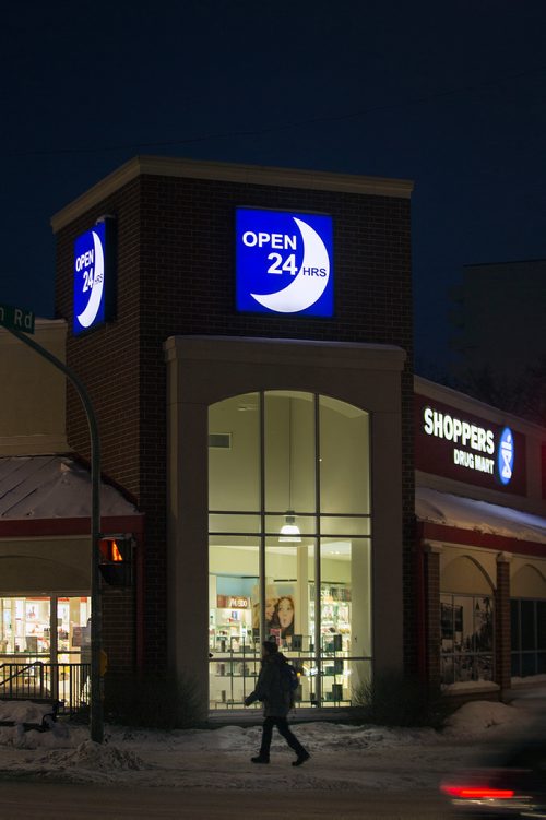 PHIL HOSSACK / WINNIPEG FREE PRESS - The Osborne Village's Shoppers Drug Mart which will no longer be open 24hrs, instead will start closing at Midnight in April. Carol Sanders' story. February 20, 2019
