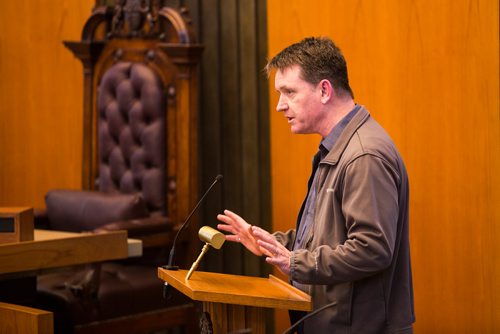 MIKAELA MACKENZIE / WINNIPEG FREE PRESS
Todd Williston presents his appeal of the Oake centre at City Hall in Winnipeg on Thursday, Feb. 21, 2019.
Winnipeg Free Press 2019.