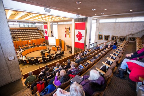 MIKAELA MACKENZIE / WINNIPEG FREE PRESS
Todd Williston presents his appeal of the Oake centre at City Hall in Winnipeg on Thursday, Feb. 21, 2019.
Winnipeg Free Press 2019.