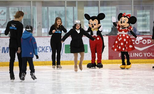 RUTH BONNEVILLE / WINNIPEG FREE PRESS

LOCAL - Disney on Ice

Special Olympics Athlete, Ruth Joseph, shows off some of her figure skating skills to Disney On Ice Performers and Mickey and Minnie Mouse as they skate together at Bell MTS Iceplex Thursday. 



Special Olympics athletes laced up their skates and had the unique opportunity to show off their skating moves, practice some drills and learn from professional performers with Disney On Ice, including a visit with Disney's Mickey and Minnie Mouse, Thursday prior to the Disney on Ice 100 years of Magic show at Bell MTS this weekend.    

   

See Ashley Prest story

Feb 21, 2019
