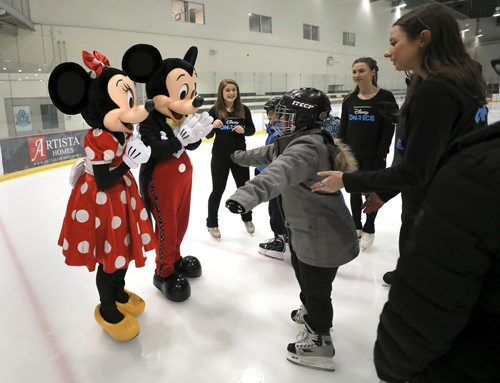 RUTH BONNEVILLE / WINNIPEG FREE PRESS

LOCAL - Disney on Ice

Special Olympics Athlete, Rebecca Birss  (14yrs),  gets ready to give Minnie and Mickey Mouse a hug while skating with Disney On Ice Performers, including a surprise visit from  Mickey and Minnie Mouse, at Bell MTS Iceplex Thursday. 



Special Olympics athletes laced up their skates and had the unique opportunity to show off their skating moves, practice some drills and learn from professional performers with Disney On Ice Thursday prior to the Disney on Ice 100 years of Magic show at Bell MTS this weekend.                        
   
   

See Ashley Prest story

Feb 21, 2019
