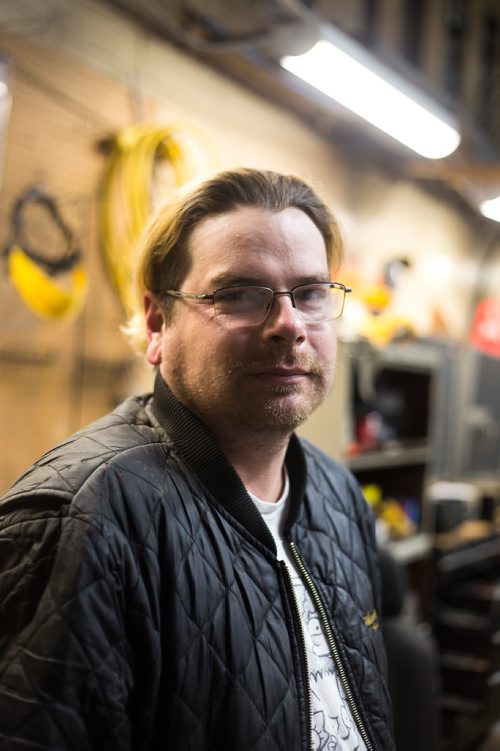 MIKAELA MACKENZIE / WINNIPEG FREE PRESS
Former Winnipeg Transit bus driver Adam Chouinard poses for a portrait at his new workplace, Winnipeg RV, in Winnipeg on Thursday, Feb. 21, 2019. After dozens of accidents, minor assaults, and having a gun pulled on him while behind the wheel, Chouinardonly three years into the jobleft the position.
Winnipeg Free Press 2019.