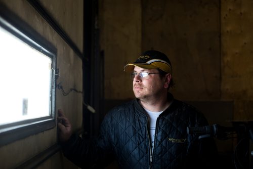 MIKAELA MACKENZIE / WINNIPEG FREE PRESS
Former Winnipeg Transit bus driver Adam Chouinard poses for a portrait at his new workplace, Winnipeg RV, in Winnipeg on Thursday, Feb. 21, 2019. After dozens of accidents, minor assaults, and having a gun pulled on him while behind the wheel, Chouinardonly three years into the jobleft the position.
Winnipeg Free Press 2019.