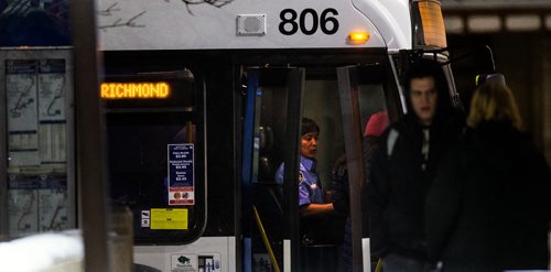 PHIL HOSSACK / WINNIPEG FREE PRESS  - Busses and bus drivers downtown Winnipeg at night. See 49.8 feature.  - Feb 21, 2019.