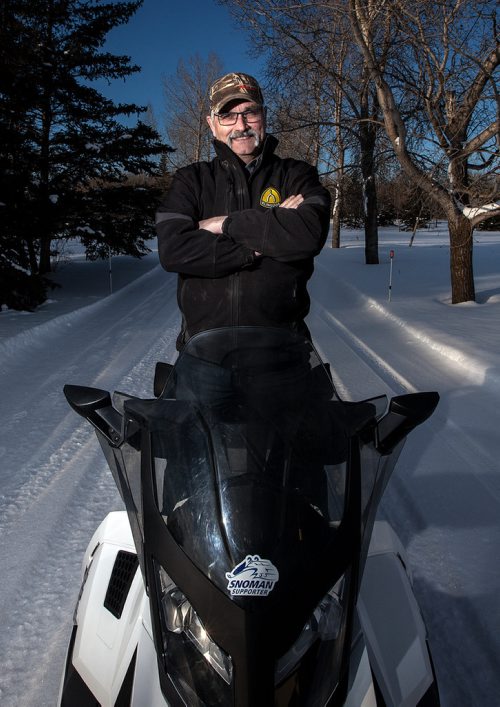 PHIL HOSSACK / WINNIPEG FREE PRESS - SnowMan, Volunteer Glen Ell volunteers to as a trail groomer with the Springfield Pathfinders and Snowmobilers of Manitoba. See story. - February 22, 2019.