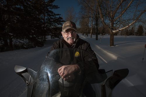 PHIL HOSSACK / WINNIPEG FREE PRESS - SnowMan, Volunteer Glen Ell volunteers to as a trail groomer with the Springfield Pathfinders and Snowmobilers of Manitoba. See story. - February 22, 2019.