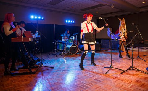 MIKE DEAL / WINNIPEG FREE PRESS
The Anime band Punch Party performs at Ai-Kon Winterfest Saturday afternoon at the RBC Convention Centre. The Ai-Kon Winterfest is a single day Japanese anime and pop culture convention.
190223 - Saturday, February 23, 2019.
