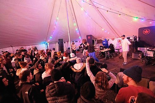 Mike Sudoma / Winnipeg Free Press
Alaclair Ensemble perform at the Air Canada Portage tent at Festival Du Voyageur Friday night
February 22, 2019